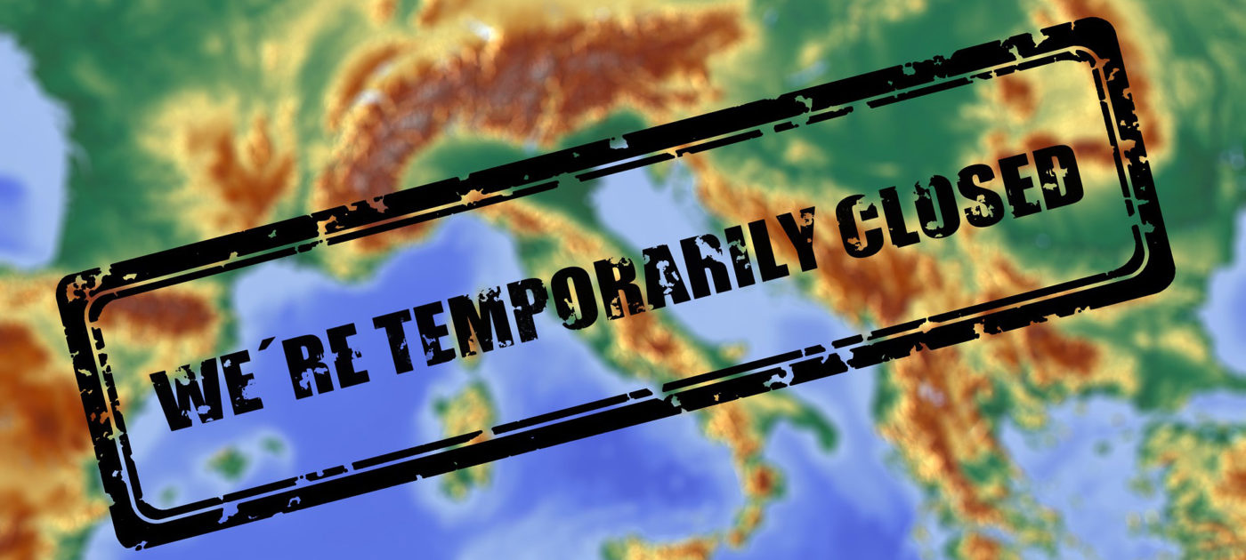 Kartta, jonka päällä teksti: We're temporarily closed