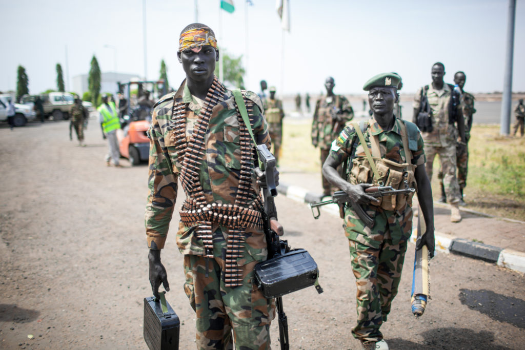 Sotilaita Etelä-Sudanissa.